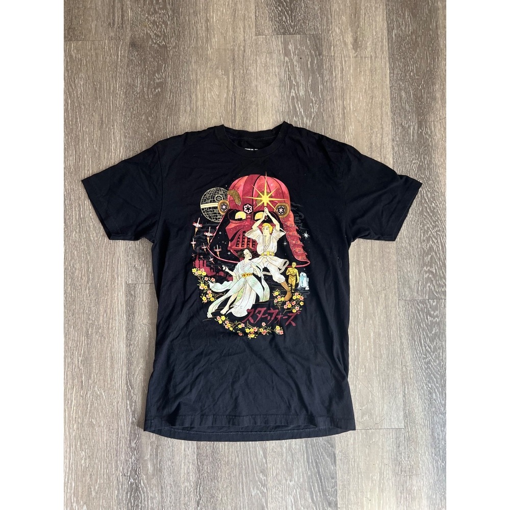 Star Wars Samurai Graphic T Shirt Medium Black Cotton Japanese Art Luke Vader